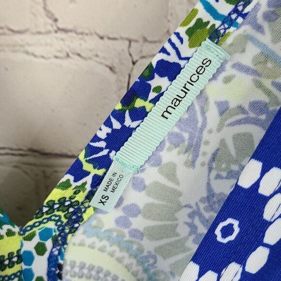 Maurices Vibrant Blue Paisley Print Double V Dolman Sleeve Swim Cover-up Dress - Picture 3 of 12